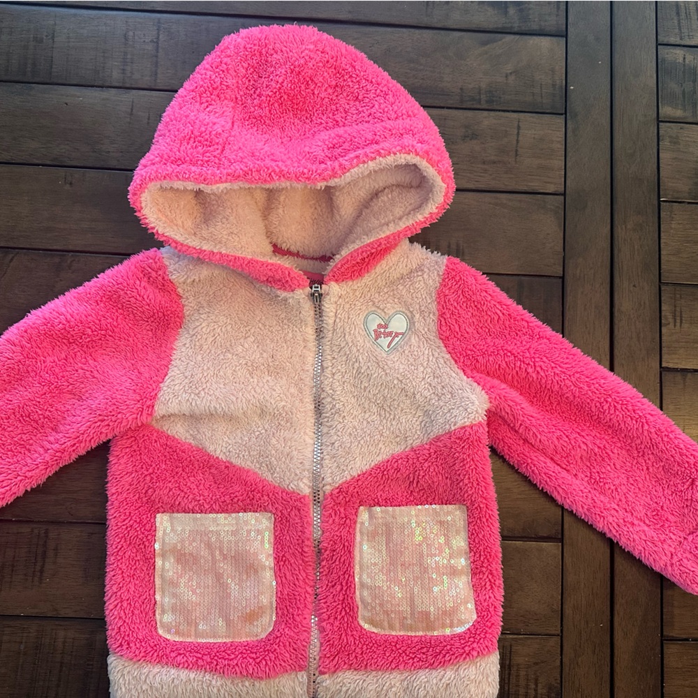 Betsey Johnson Pink and Cream Fleece Jacket